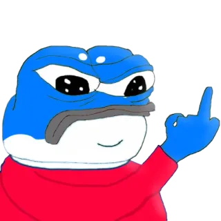 👿 b084bf0d 페페, 개구리, 밈, 가운데 손가락, 모욕적, 모욕 telegram sticker