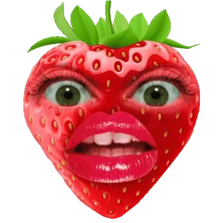 😘 0fa92a6d strawberry, fruit, eyes, lips, funny, creepy telegram sticker