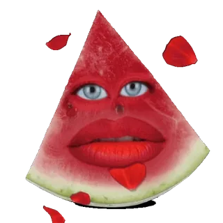 😗 6b041f3d watermelon, eyes, lips, fruit, rose petals, face telegram sticker