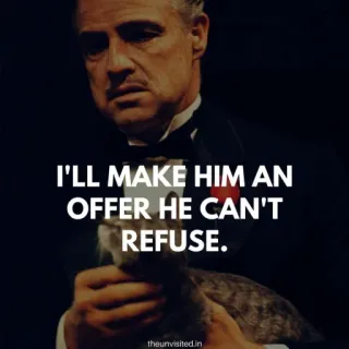 😎 47329f57 Vito Corleone The Godfather I'LL MAKE HIM AN OFFER HE CAN'T REFUSE. Le Parrain, film, offre, citation célèbre, Vito Corleone telegram sticker