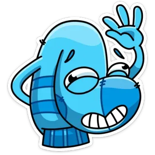 👋 667d8979 Cartone animato, Personaggio blu, Segno di pace, Adesivo, Illustrazione, Carino, Animato telegram sticker