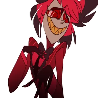 🥰 79cf5761 Alastor Hazbin Hotel ปีศาจ, วิทยุ, สีแดง, ยิ้ม, Hazbin Hotel, อลาสเทอร์, การ์ตูน telegram sticker