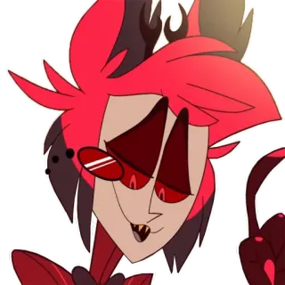 🤔 a222d8fe Alastor Hazbin Hotel ปีศาจ, สีแดง, วิทยุ, ยิ้ม, การ์ตูน telegram sticker