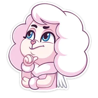 🤔 18f3bca4 Cartone animato, Personaggio, Adesivo, Illustrazione, Carino, Rosa, Pensieroso telegram sticker