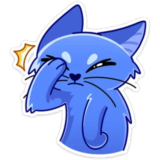 🤦‍♂ 72690d86 kat, sticker, blauw, facepalm, cartoon, dier, uitdrukking, frustratie whatsapp sticker