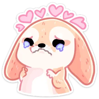 ⏺ f8a02956 귀여운, 토끼, 슬픈, 우는, 하트, 카와이, 스티커 telegram sticker