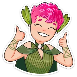 ⏺ 4270c139 character, cartoon, girl, pink hair, thumbs up, smiling, cheerful, positive telegram sticker