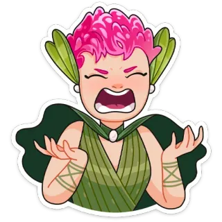 ⏺ 6a8607bf woman, angry, frustrated, cartoon, character, pink hair telegram sticker
