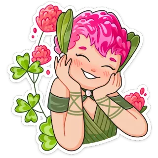 ⏺ 6b90ebcf clover, flower, nature, girl, fairy, cute, spring telegram sticker