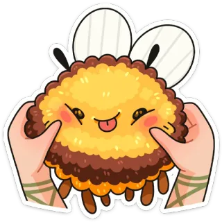 ⏺ 7aa43d1b bee, cute, cartoon, sticker, funny, whimsical, kawaii telegram sticker