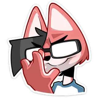 ⏺ e23a91f0 Мультяшный лис, Лис, Животное, Очки, Мультфильм, Наклейка telegram sticker