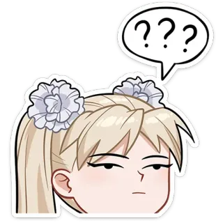 😑 0720047d ??? question, confus, animé, blond, doute, expression telegram sticker