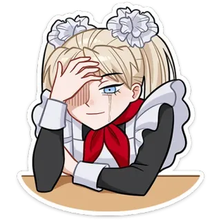 😭 4d10e1c5 Anime, Maid, Frustré(e), Mignon(ne), Fille, Pleurs, Gêné(e), Dessin animé, Autocollant telegram sticker