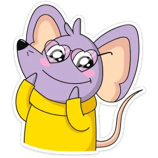☺️ 151e613b 老鼠, 动物, 卡通, 爱, 心形眼, 可爱, 贴纸 whatsapp sticker