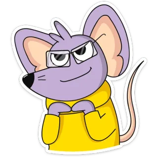 🤨 77668b03 老鼠, 卡通, 眼镜, 黄色卫衣, 动物 whatsapp sticker