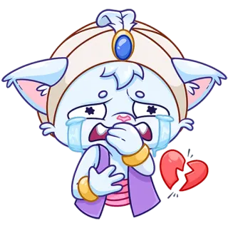 💔 59d3ead3 cat, crying, sad, broken heart, cartoon, emotions whatsapp sticker