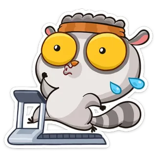 😳 89127ce5 lemur, exercise, treadmill, cartoon, sweat, fitness, running, animal telegram sticker
