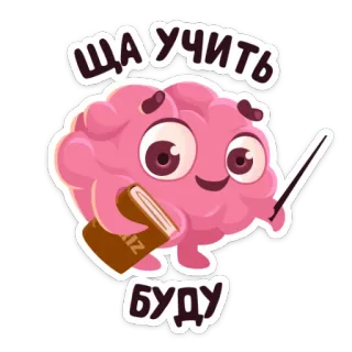 🎓 ded0b8e8 ЩА УЧИТЬ БУДУ cerveau, éducation, apprentissage, professeur, livre whatsapp sticker