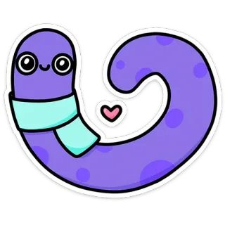 💜 65de23bc ver, dessin animé, mignon, coeur, autocollant, violet, écharpe, animal telegram sticker