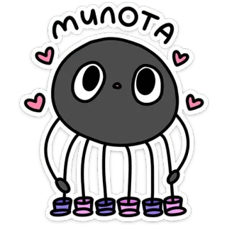 🥰 6c111650 munota mignon, dessin animé, personnage, kawaii, animal, coeurs telegram sticker