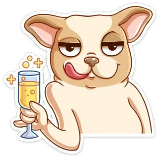 🥂 2d48ea96 狗, 香槟, 干杯, 庆祝, 搞笑, 可爱 telegram sticker