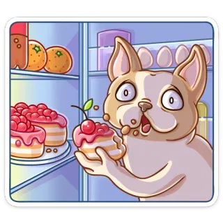🍫 45f76eda 狗, 蛋糕, 食物, 甜点, 冰箱, 可爱, 搞笑, 卡通 telegram sticker