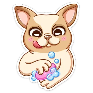 🧼 66cb8033 狗, 洗涤, 肥皂, 泡泡, 卡通, 动物, 干净, 舔 telegram sticker