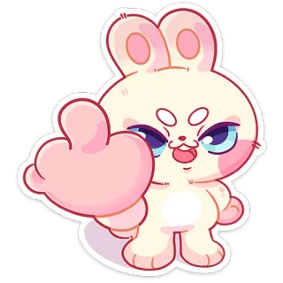 🖕 54da0bf3 กระต่าย, นิ้วกลาง, หยาบคาย, การ์ตูน, น่ารัก, สติกเกอร์ telegram sticker