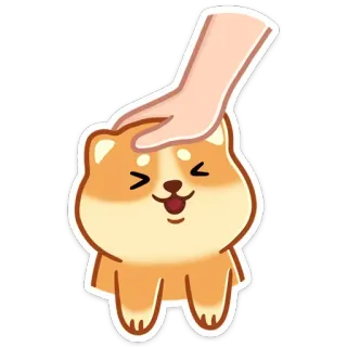 😌 1980fea8 cane, animale domestico, animale, cartone animato, carino, shiba inu, mano, coccola telegram sticker
