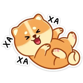 😂 21d47b38 XA XA XA cane, shiba inu, carino, divertente, ridere, felice, animale, adesivo telegram sticker