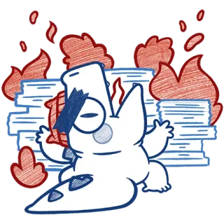 🔥 028c8143 Kreskówka, Postać, Ogień, Papiery, Ranny,  plaster telegram sticker