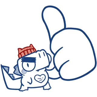 👍 56dc2985 dinozaur, kciuk w górę, kreskówka, naklejka, słodki, postać telegram sticker