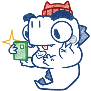 ✌ 68276da1 dinozaur, kreskówka, zwierzę, postać, naklejka, znak pokoju, serce, robi selfie telegram sticker