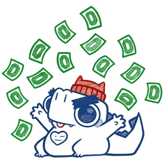 🤑 b86817a4 dinozaur, pieniądze, kreskówka, słodki, bogactwo, finanse telegram sticker