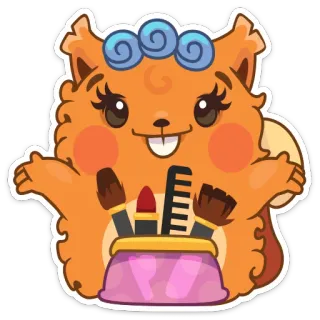 👜 1ec41871 écureuil, maquillage, cosmétiques, rouge à lèvres, pinceaux, peigne whatsapp sticker