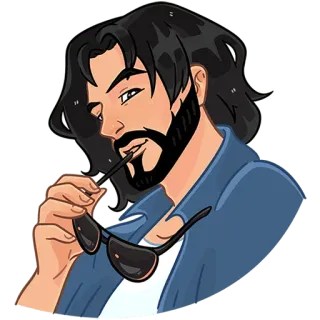 😏 648ff51e Mann, Sonnenbrille, Cartoon, hübsch, cool, Stil telegram sticker