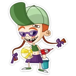 🏖 603aae99 мультфильм, ребенок, лето, пляж, водяной пистолет, играть, пляжный мяч telegram sticker