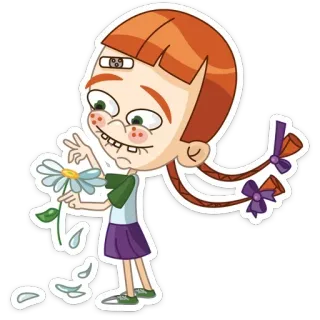😍 99e557bb девочка, мультфильм, цветок, ромашка, весёлый, милый, ребенок telegram sticker