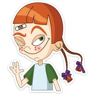 👋 c8b503ab мультфильм, девочка, косички, пластырь, веснушки, персонаж telegram sticker