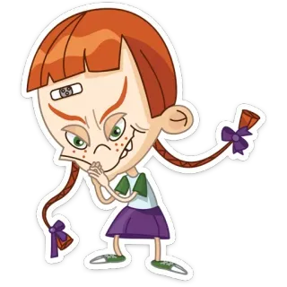 🙂 fd3940e3 Мультфильм, Девочка, Злодей, Коварный, Злой, Рыжая telegram sticker