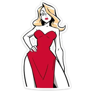 😏 46f69bcb mulher, vestido, vermelho, desenho animado, loira, glamour, personagem telegram sticker