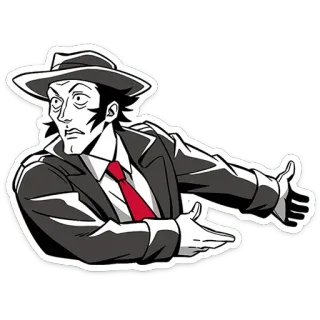 💁‍♂️ 4b3ac37e homem, terno, gravata, fedora, desenho animado telegram sticker