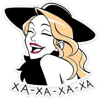 😄 8113e6be XA-XA-XA-XA mulher, rindo, cabelo loiro, chapéu, alegria, desenho animado, garota telegram sticker