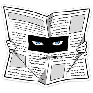 👀 9a9579aa jornal, espião, escondendo, lendo, olhos telegram sticker
