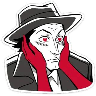 😍 b9dbd57c homem, chapéu, olhos, amor, vermelho, mãos, desenho animado telegram sticker