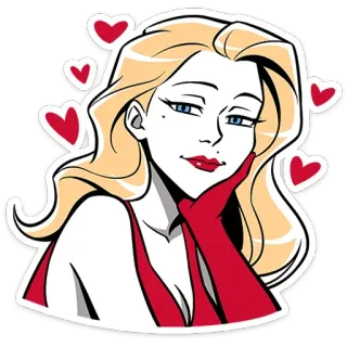 🥰 cc80ff15 mulher, loira, desenho animado, corações, amor, flerte, adesivo, retrato telegram sticker
