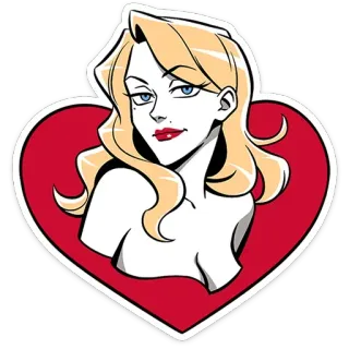 ❤️ e7e30504 Desenho animado, Mulher, Coração, Adesivo, Loira, Beleza telegram sticker
