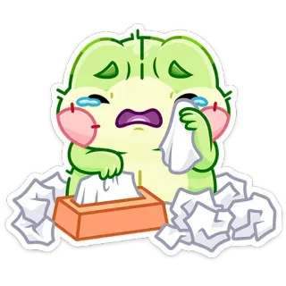 😭 639c98c7 traurig, weinend, Cartoon, Monster, Tränen, Taschentücher telegram sticker