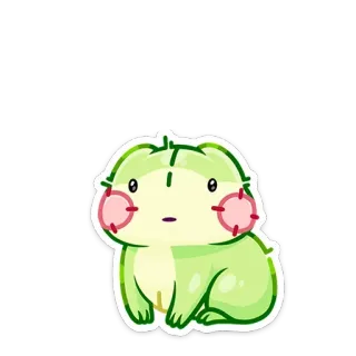 😐 2259c968 rana, carino, animale, kawaii, verde, cartone animato telegram sticker