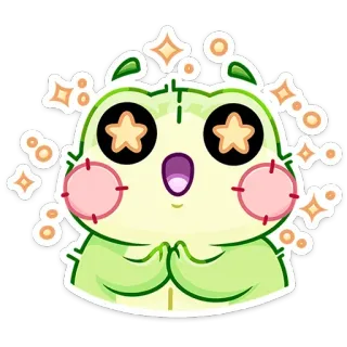 🤩 273a34be carino, kawaii, adesivo, verde, brillantini, cartone animato telegram sticker